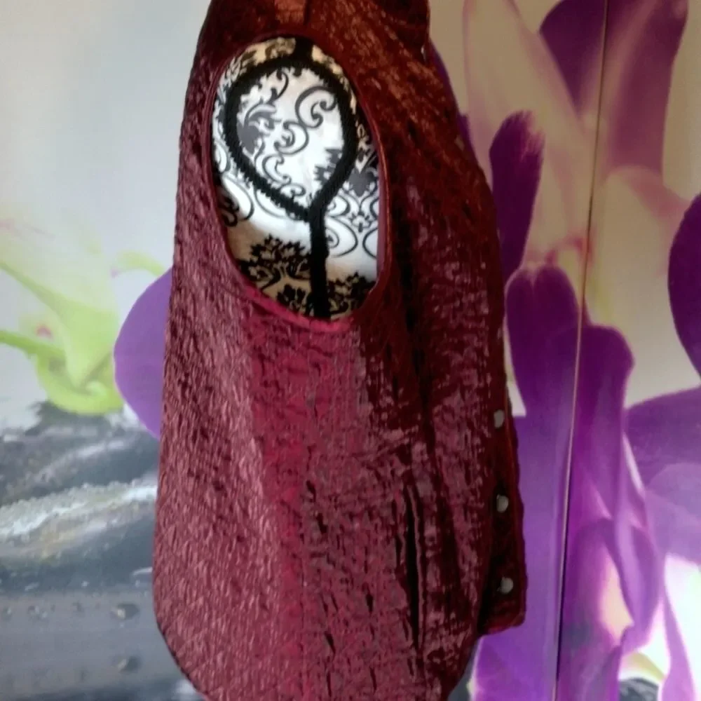 Shimmering Red Chico's Vest Size 2 with Two Front Pockets. Button Up.